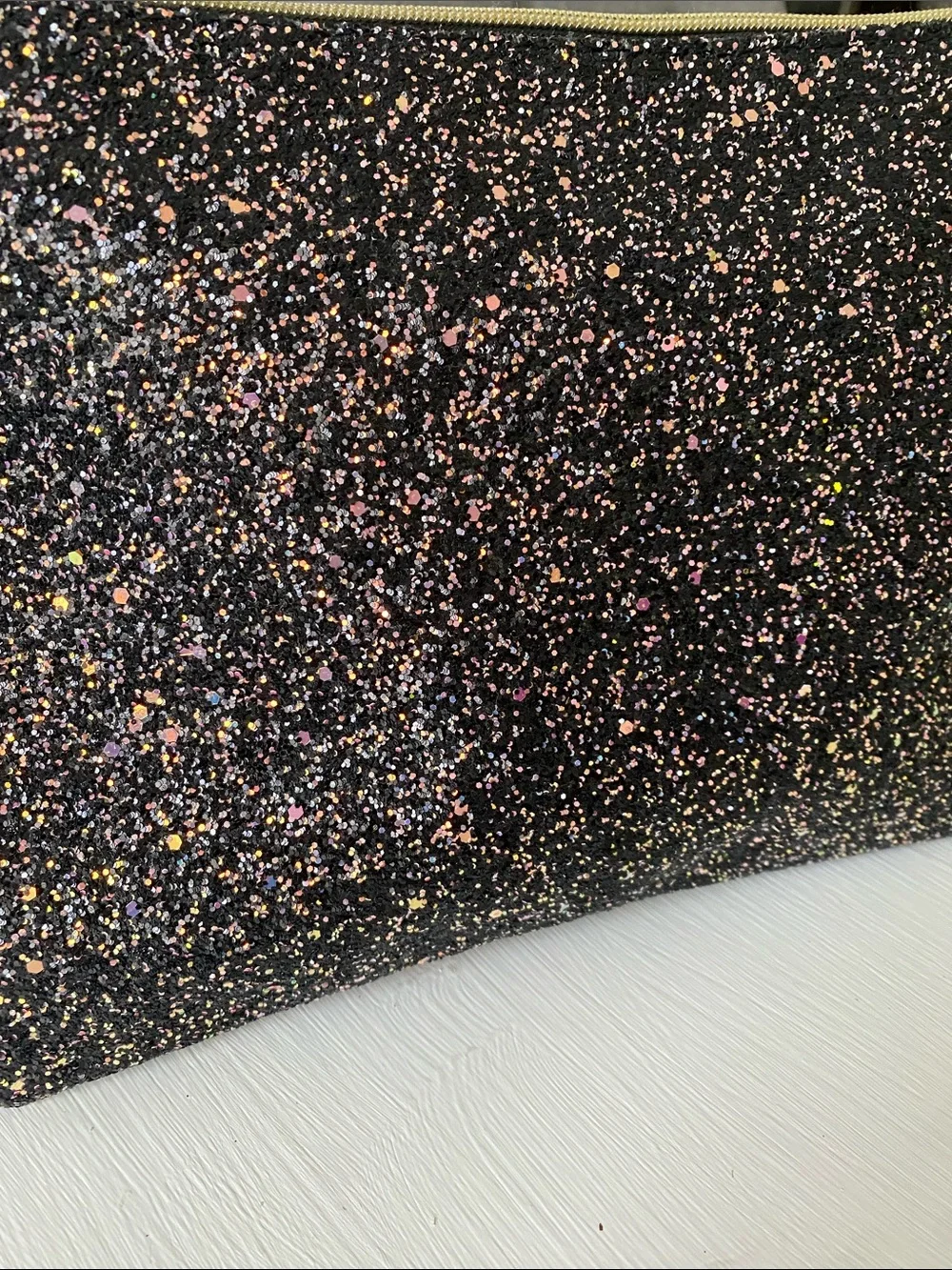 Multicolor Sequin Glitter Sparkle Wristlet Clutch Bag, Black Shimmery Rose Gold